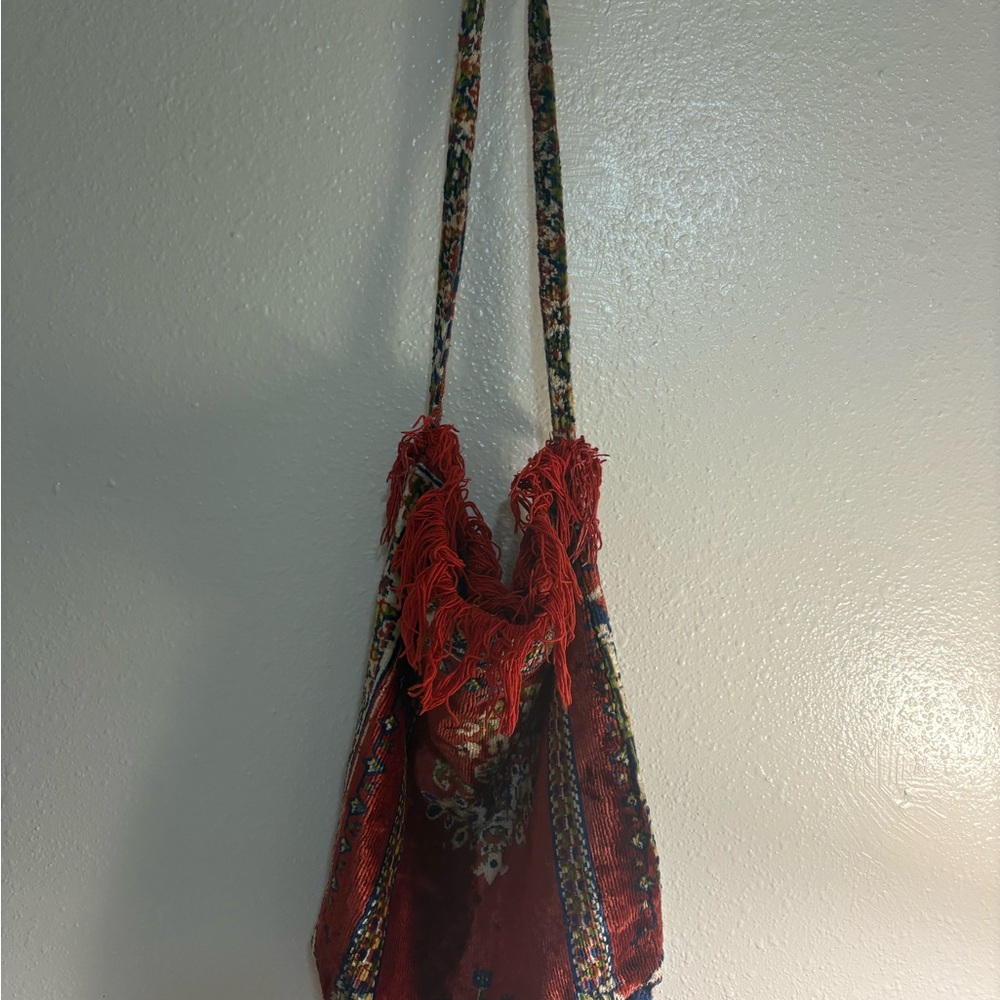 VINTAGE handmade European tapestry bag boho hobo purse exotic statement piece